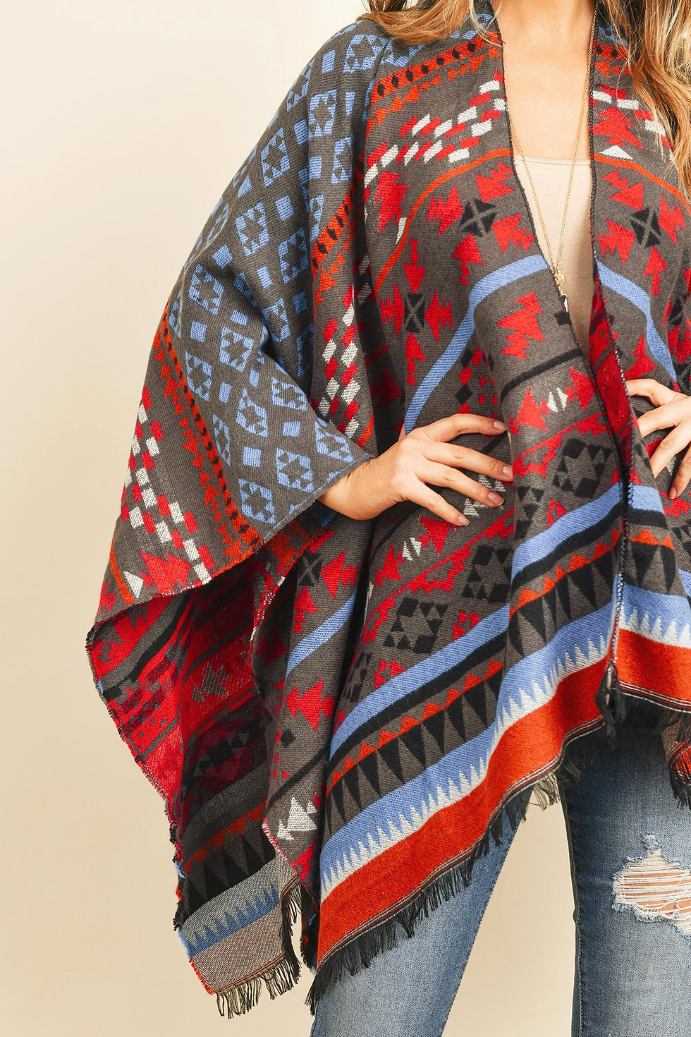 Thumbnail: Hdf3148 - Native Pattern Open Front Kimono