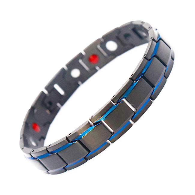 Thumbnail: Health Bracelet Black Gold Man's Titanium Steel Germanium Magnetic Negative Ion
