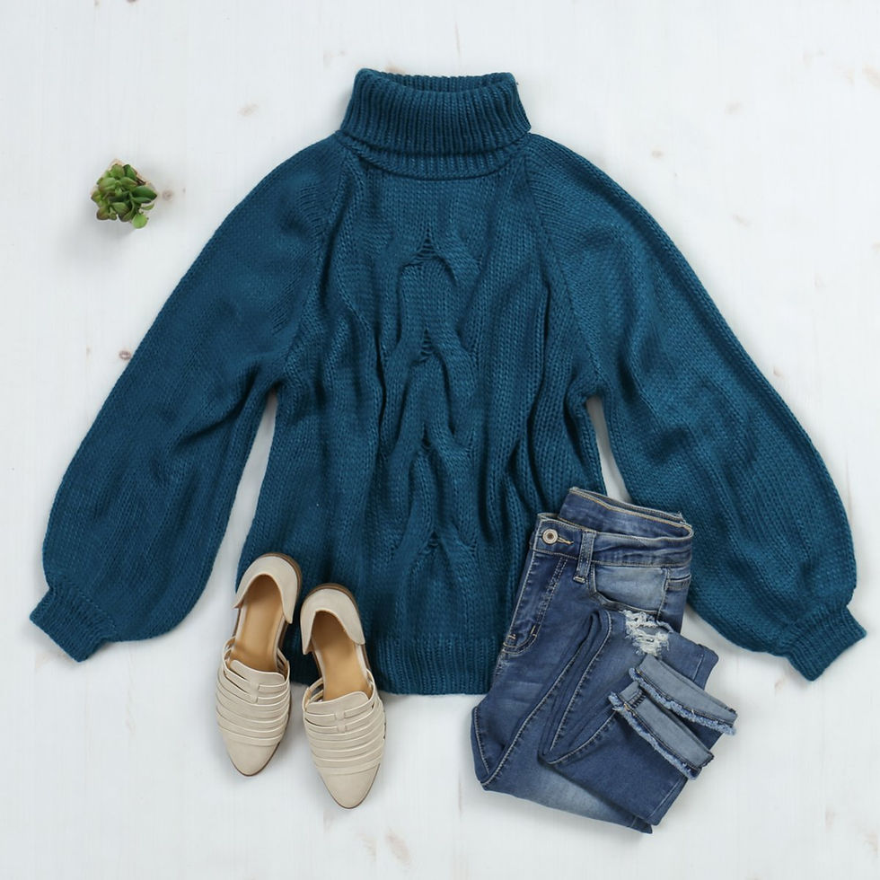 Thumbnail: Chunky Cable Knit Turtleneck Sweater