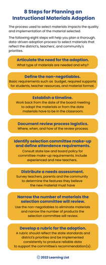 8 Steps to Planning a Successful Instructional Materials Adoption