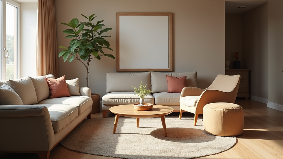 Close-up view of a modern furniture arrangement