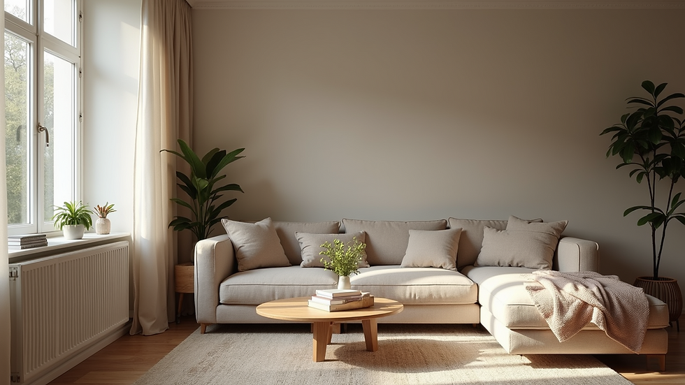 High angle view of a stylishly arranged living room