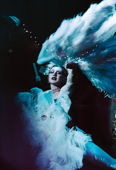 Scarlett Whispers vintage burlesque fan dance cabaret Bebette's Cabaret Brighton