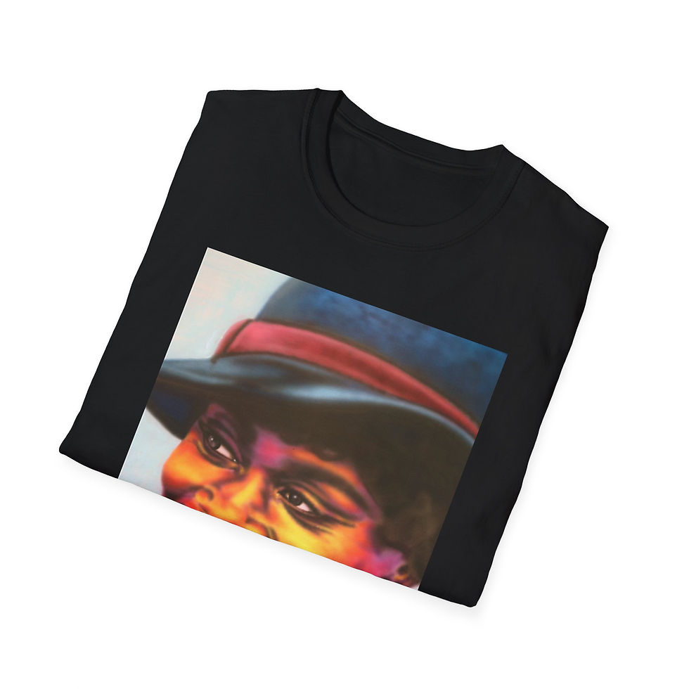Thumbnail: Phenomenal Woman - Unisex Softstyle T-Shirt - Black - Myron Curry Art