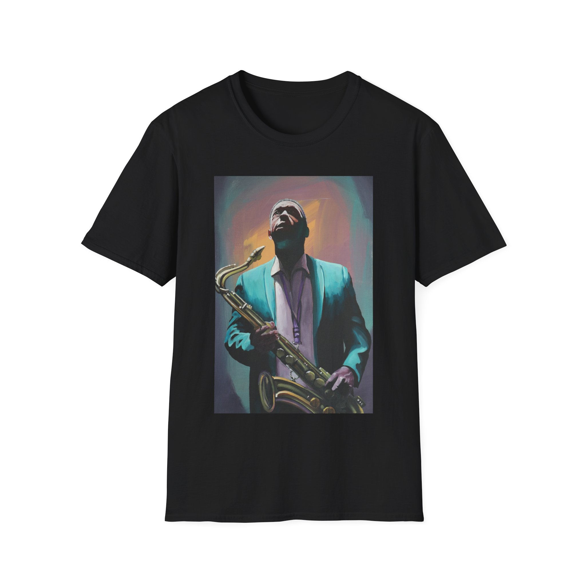Aura of Coltrane - Unisex Softstyle T-Shirt - Black - Myron Curry Art