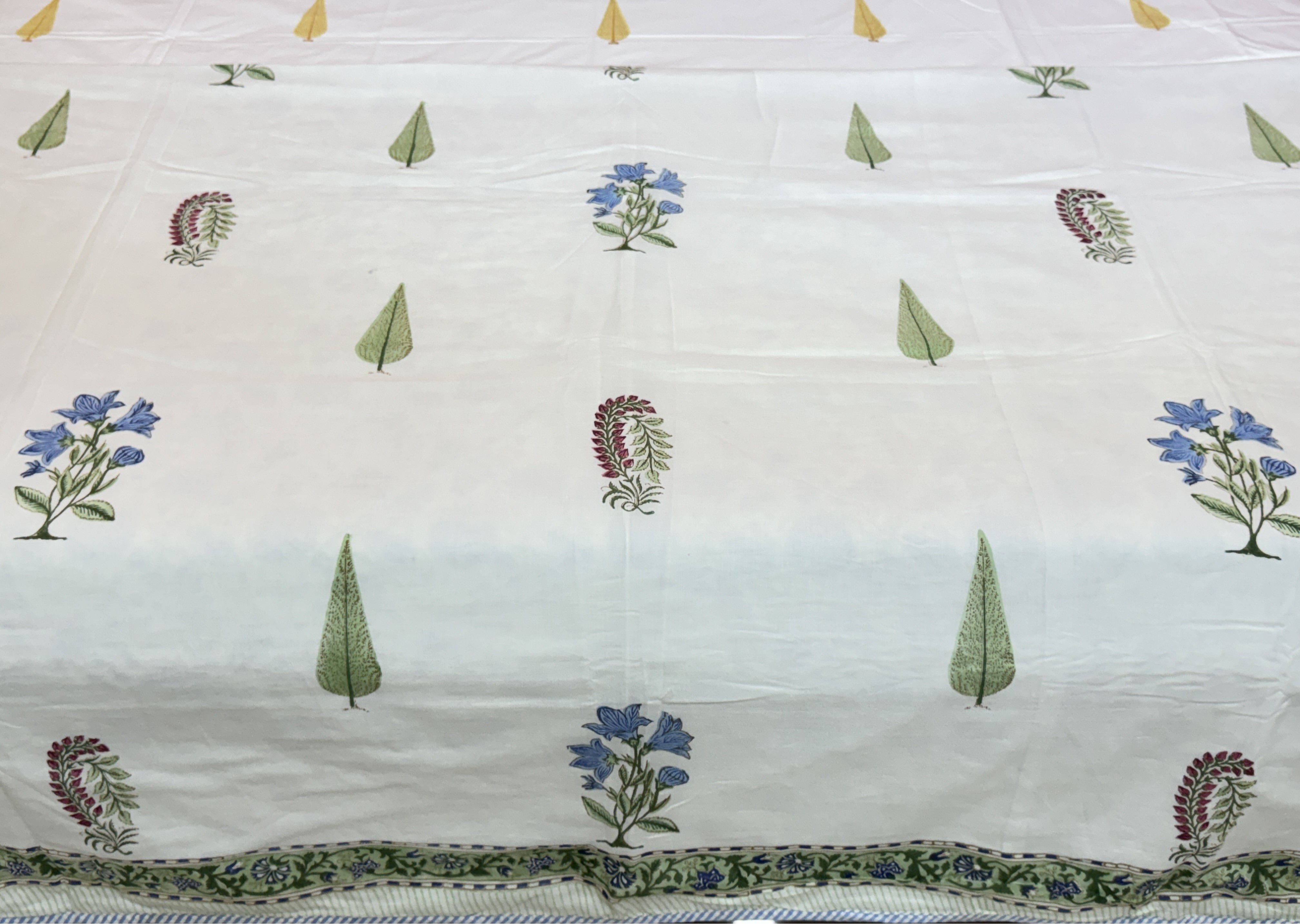 Blue Blossom Panna Buti Jaipur Handblock Mulmul Dohar