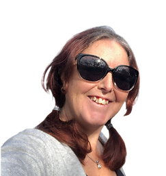 Photo of Shelly, neck up only.  Hair in pigtails and wearing sunglassess