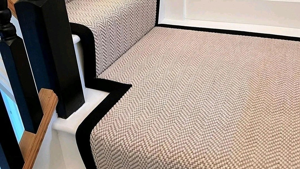 Close-up view of a stair runner showing the texture and material