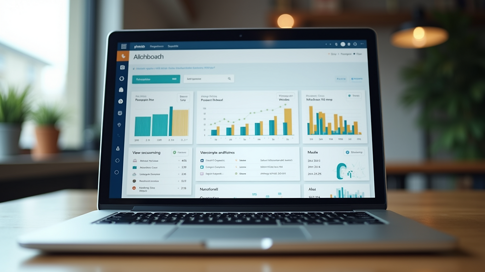 Eye-level view of a laptop screen showing CRM dashboard