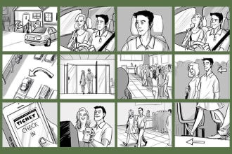 Review draw storyboard in for film, animation, commercials