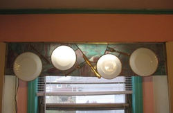 stained glass valance in kitchen
