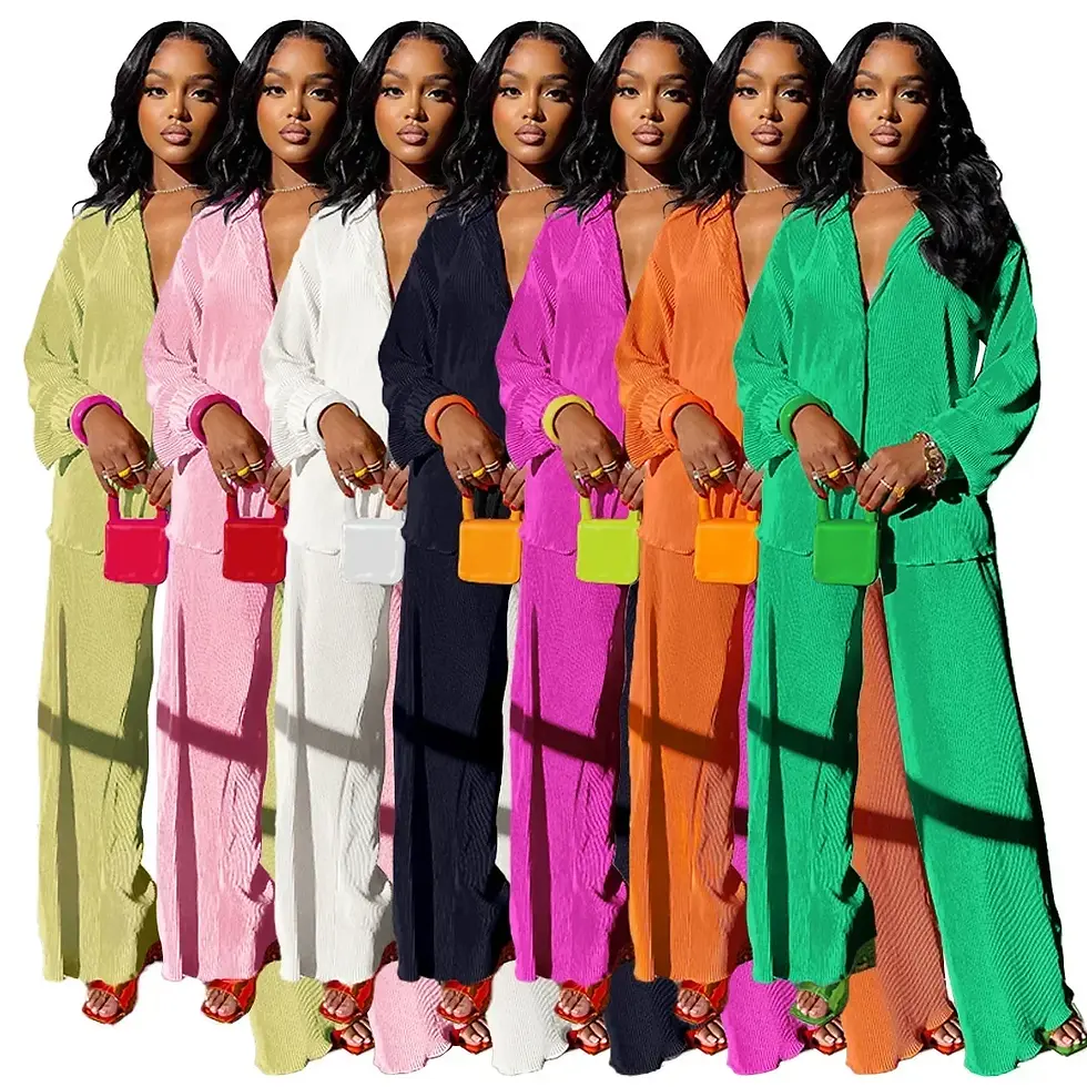 Thumbnail: Women's Ribbed Wide Leg Co-Ord Set