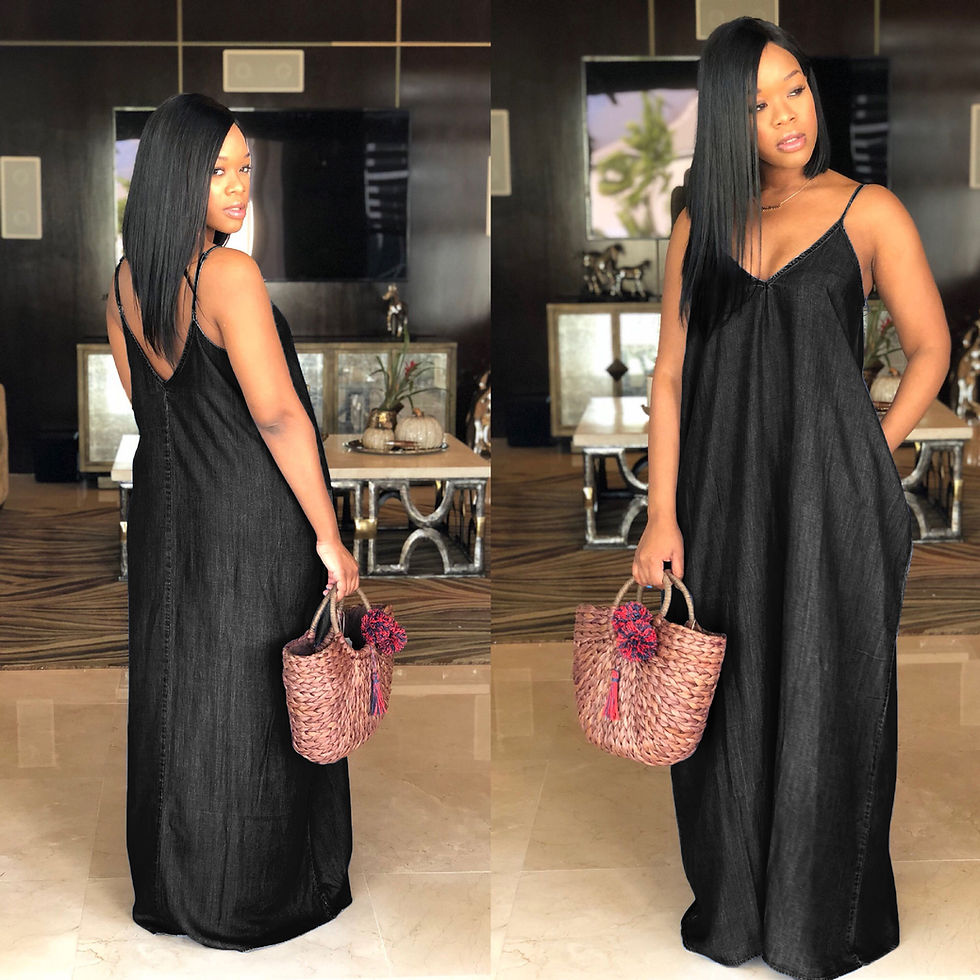 Thumbnail: Summer Off Shoulder Loose Denim Maxi Dress Casual Long Gown