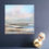 Miniature : Peinture de paysage de Camargue en situation sur un mur bleu par l'artiste Patricia Jean-Cabot
