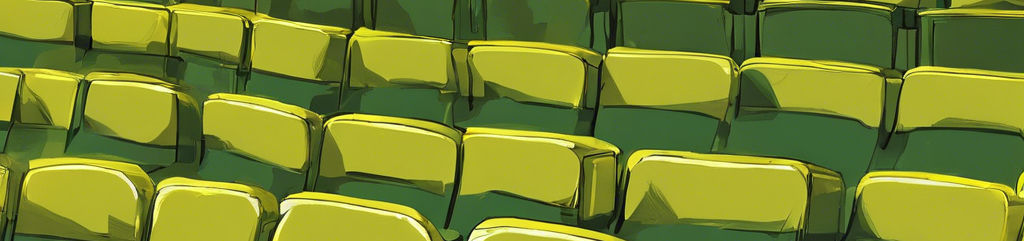 theatre seating with yelow _ greeny seat