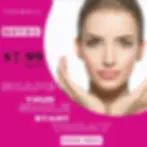 Woman's face framed by hands, against a white background with pink text: "TOXWELL BOTOX $7.99/unit. SHAPE YOUR SMILE START TODAY BOOK NOW."