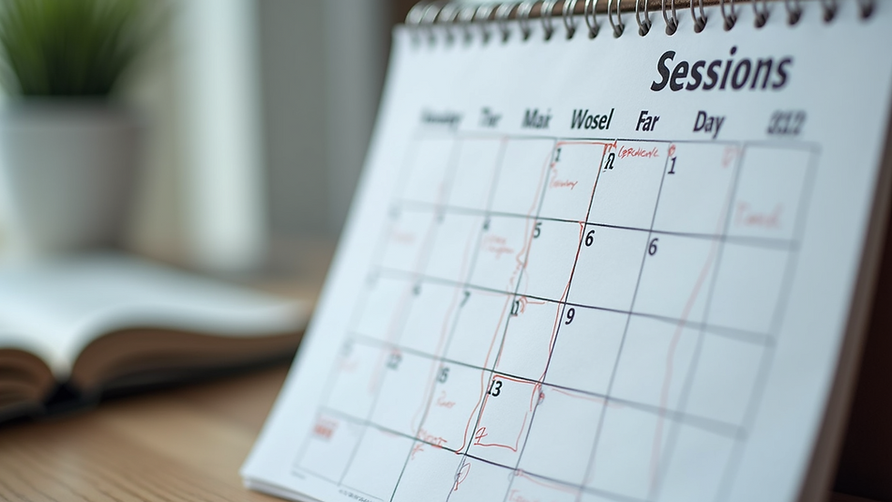Close-up view of a calendar with scheduled coaching sessions