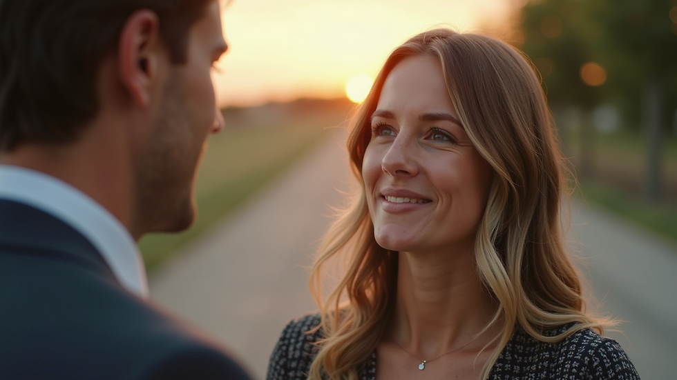 Eye-level view of a couple discussing their relationship