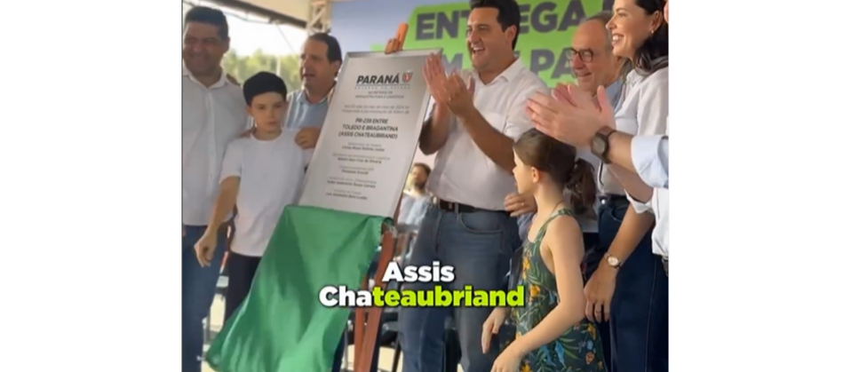 Ratinho Junior entrega pr239 rodovia que liga Assis a Toledo