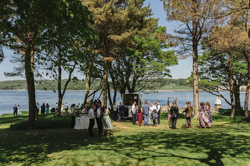 Drinks reception by the water