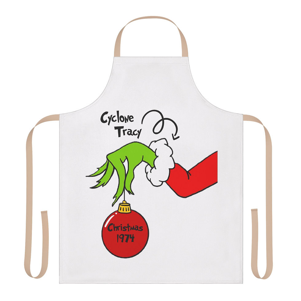 Thumbnail: Cyclone Tracy 50th Anniversary Commemorative Apron – Grinch Christmas Edition