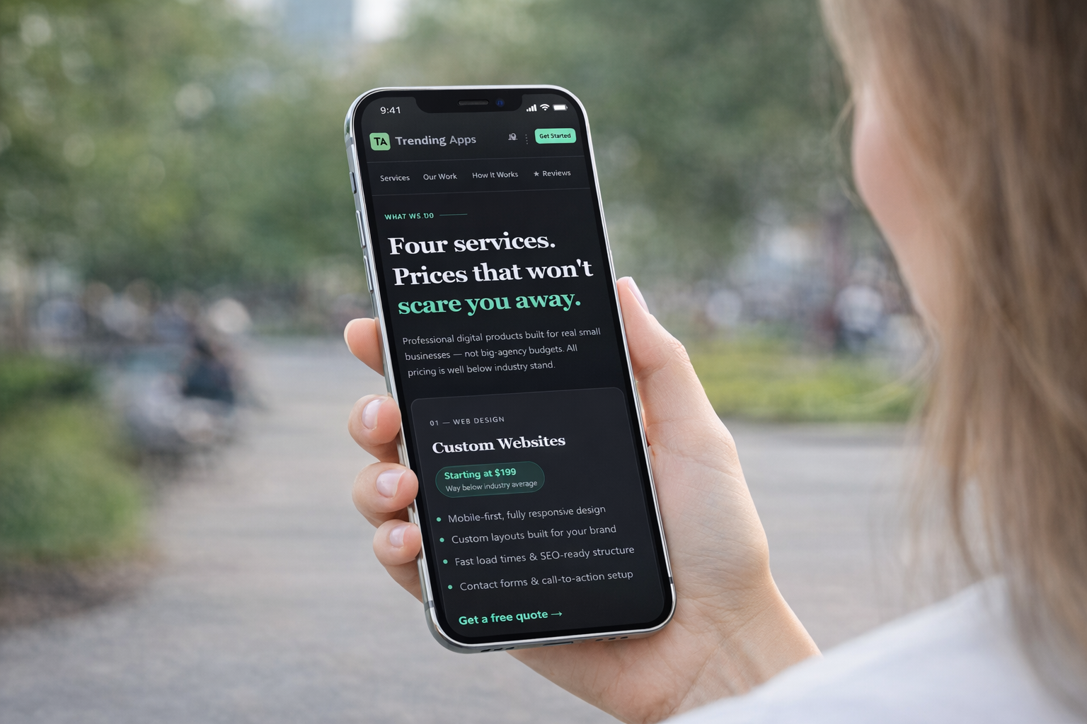 Custom website design example