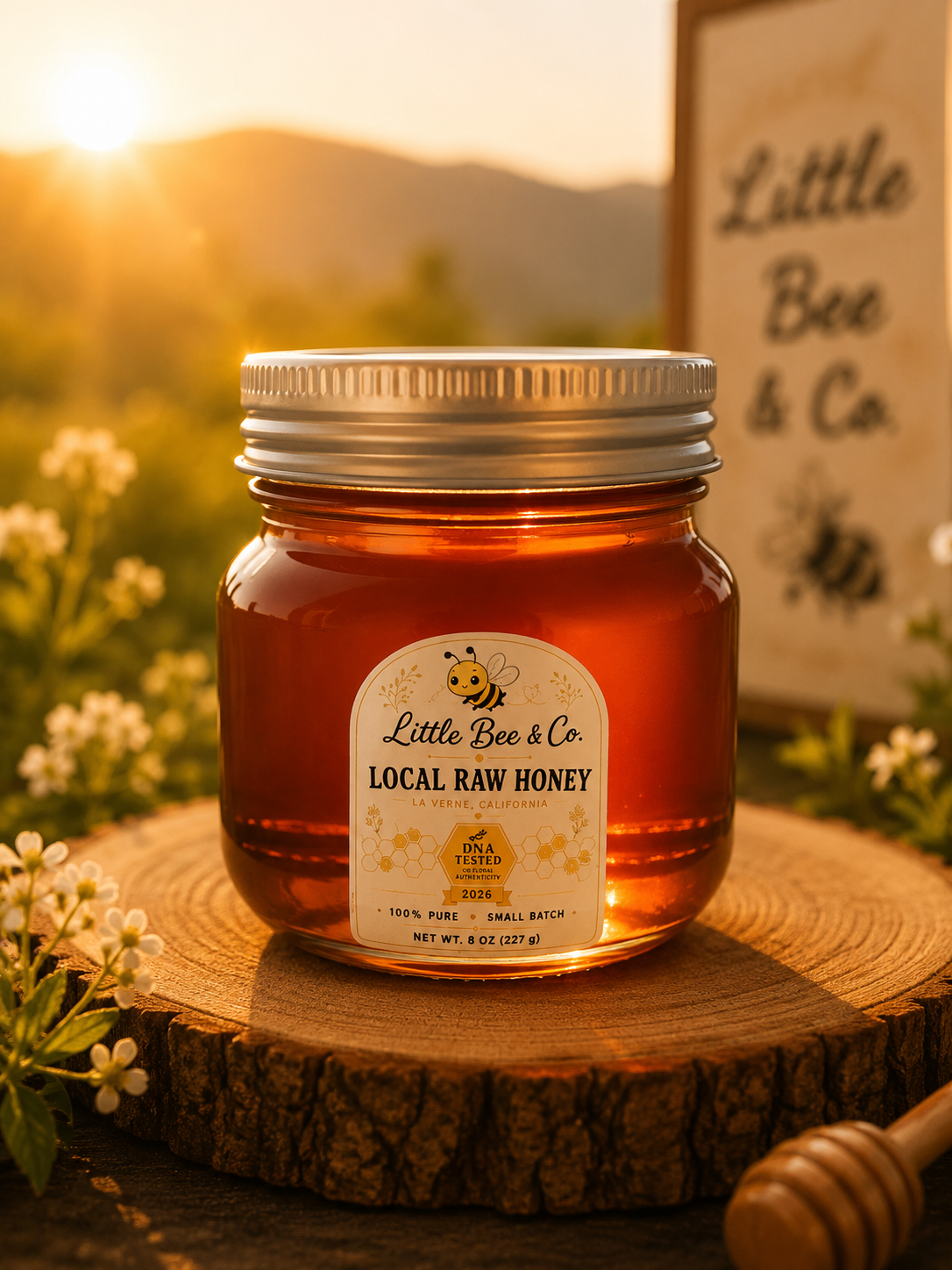 Little Bee & Co. 2026 batch raw honey jar