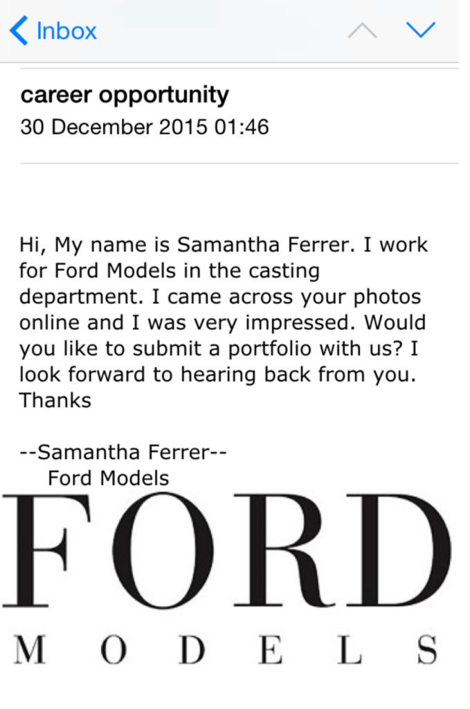An example of an email I have received.