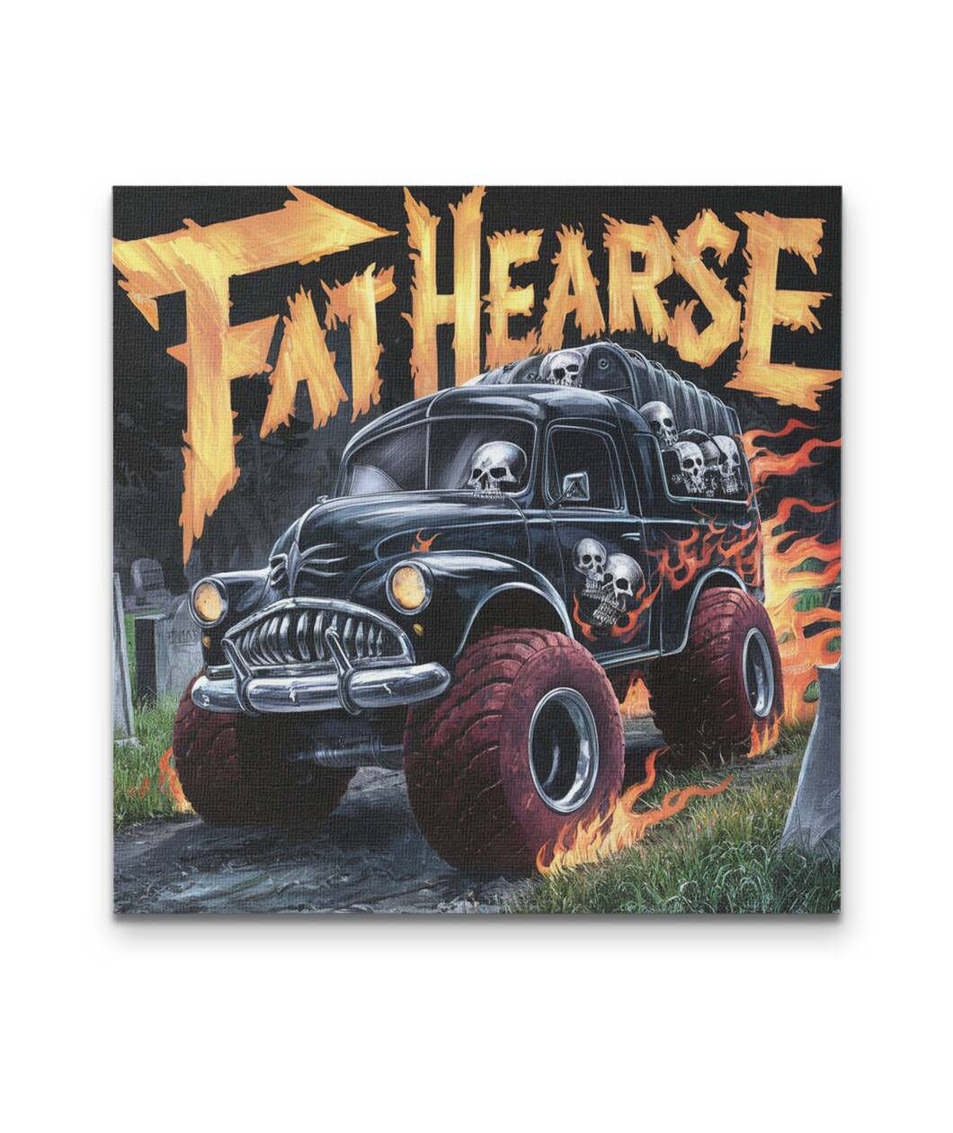 Fat Hearse Monster Truck Canvas (12x12)
