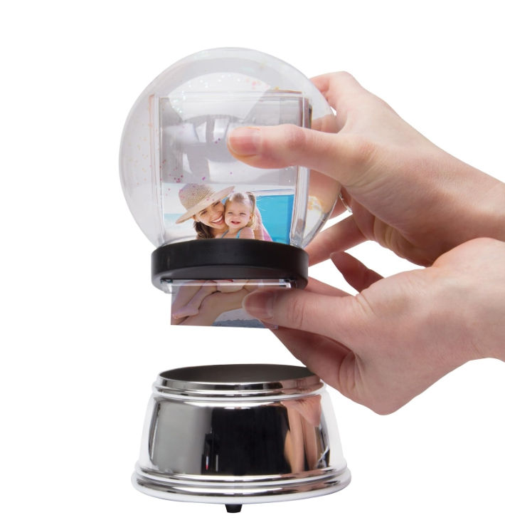 Thumbnail: Large Photo Snow Globe Silver Base