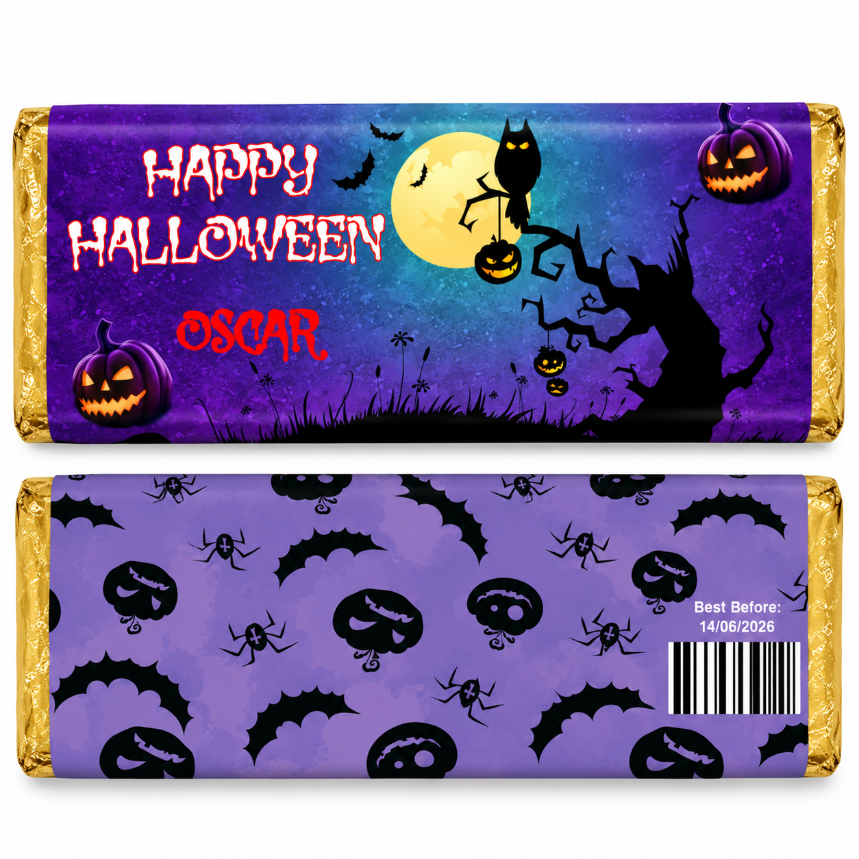 Personalised Halloween Chocolate Wrapper