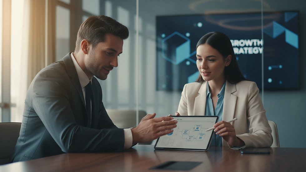 Close-up view of a manager coaching an employee during a training session