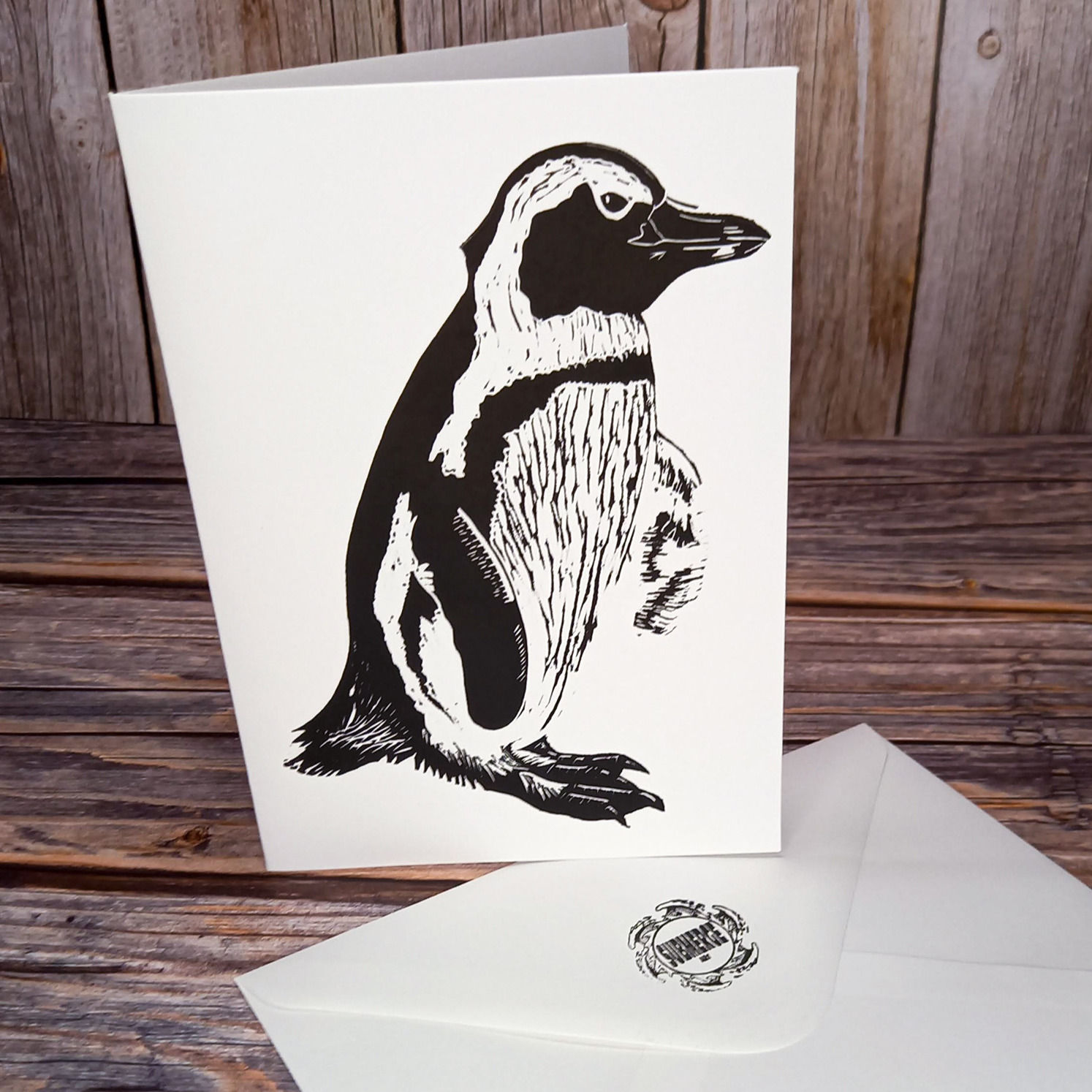 Penguin Greeting Card Handmade on White Card