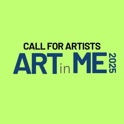 "Call for Artists: Art in Me 2025" text on a bright green background, emphasizing creativity and opportunity.