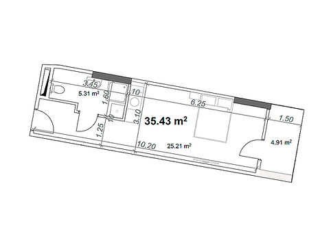 Status House: plan of studio type apartments