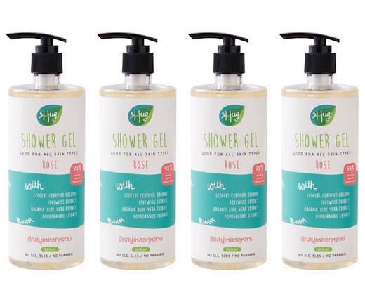 HUG Shower Gel Rose with 95% Natural Ingredients 500 ml Pack of 4