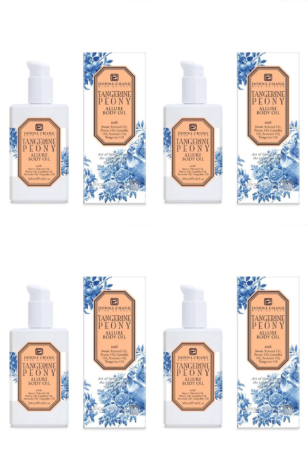 DONNA CHANG Tangerine Peony Allure Body Oil 200 ml Pack of 4