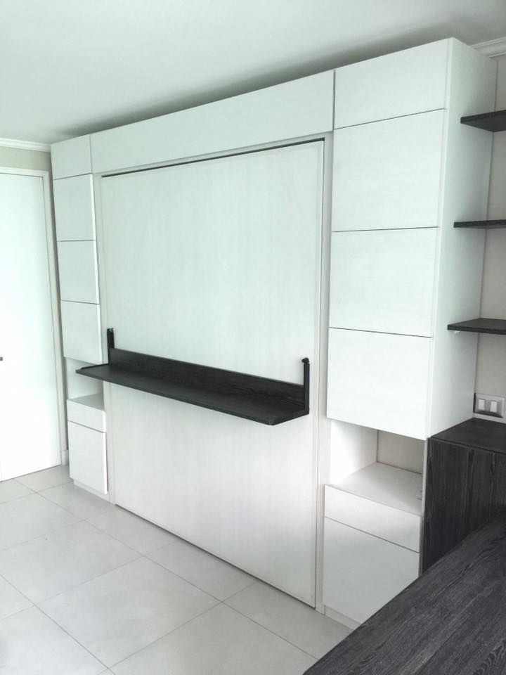 Miniatura: Cama vertical con mueble lateral y superior