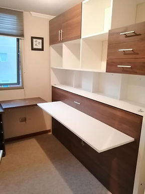 Cama Plegable + Mueble superior + Escritorio en L