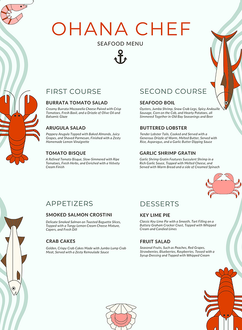 Seafood Menu