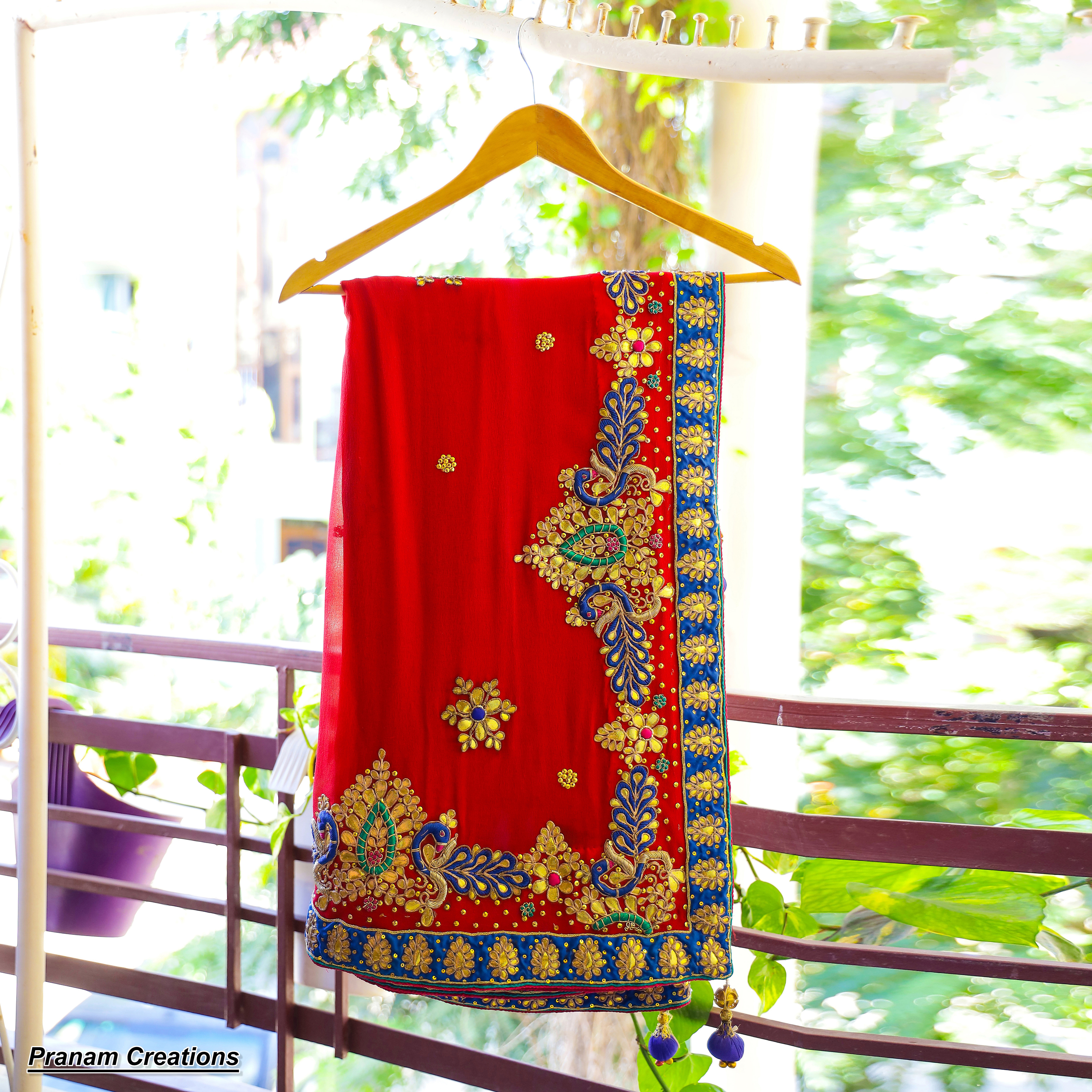 Red Pure Georgette Saree