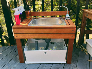 Mud Kitchen + DIY Sensory Foam Paint