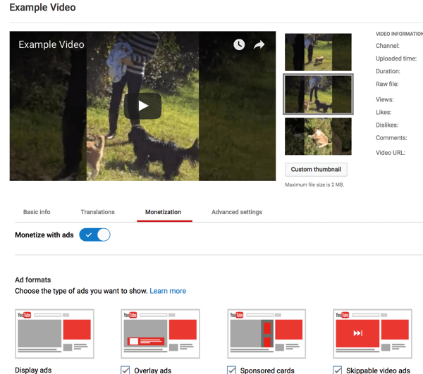 You can adjust a video’s monetization options individually.
