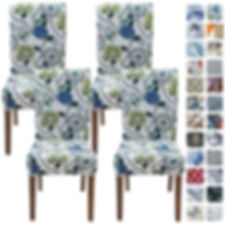 SPRINGRICO Elastic Chair Covers - Dining chair slipcovers - Floral3 - 4PACK