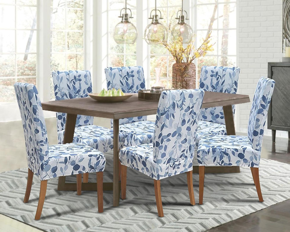 Thumbnail: SPRINGRICO Elastic Chair Covers - Dining chair slipcovers - Leaves Bay - 4PACK