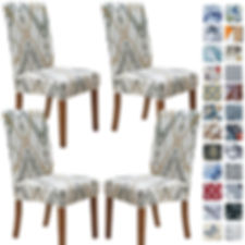 SPRINGRICO Elastic Chair Covers - Dining chair slipcovers - Lucid Calm - 4PACK