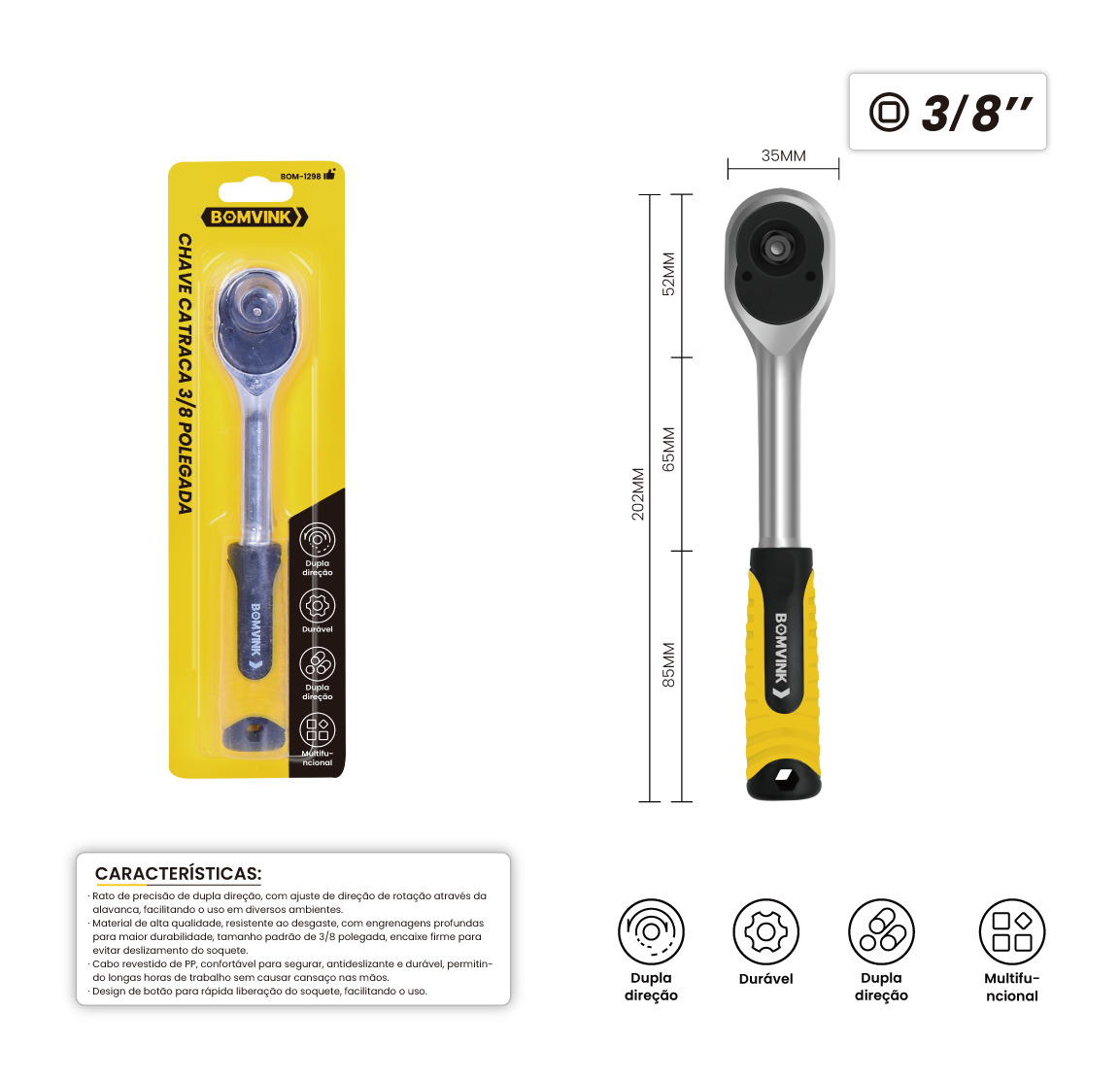Catraca p/soq. (d) 3/8 - BOM-1298