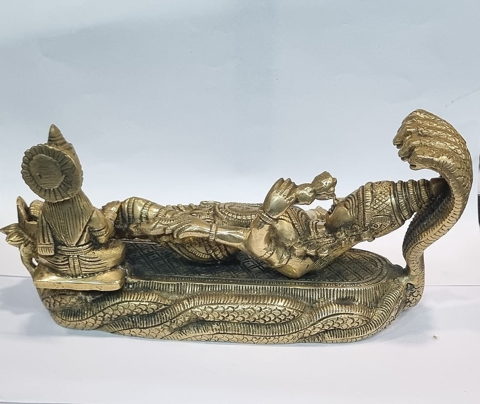थंबनेल: Vishnu with Lakshmi Resting Upon Shesha Naag Laxmi Narayan Statue