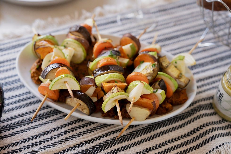 Vegetable Skewers on a Bed of Sun-Dried Tomato Pâté: Easy & Healthy Recipe