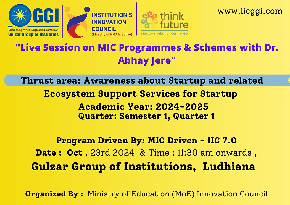 Live Session on MIC Programmes & Schemes with Dr. Abhay Jere